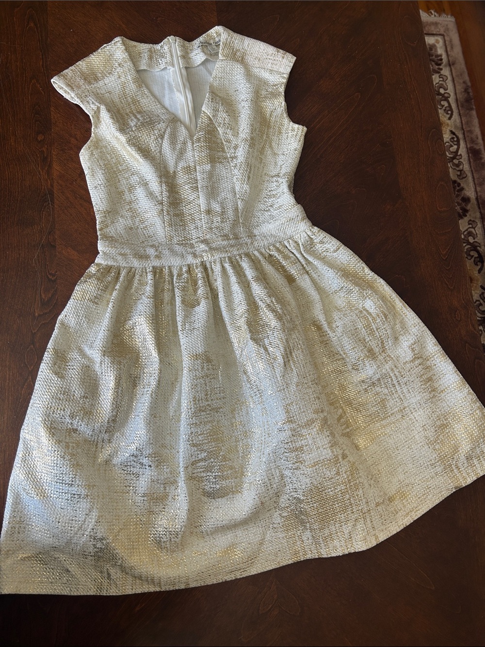 Charlotte Russe Metallic Gold Fit-and-Flare Midi Dress